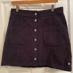 Roxy Quiksilver Black Corduroy Button Front Skirt with Pockets size L / 12